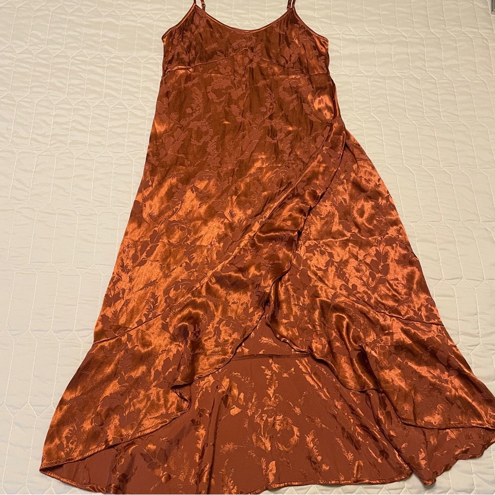 Saltwater Luxe Terracotta Satin Dress Size Large